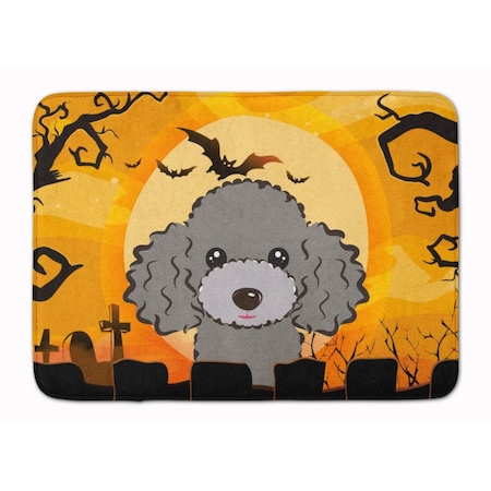 Jensendistributionservices Halloween Silver & Grey Poodle Machine Washable Memory Foam Mat MI2550559